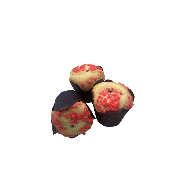 MUFFIN VANIGLIA FARCITI CON MORA DI BOSCO E CRUMBLE ROSSO 20 PZ